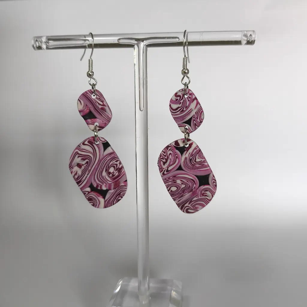 Boucles d'oreilles en pâte Fimo Marbré