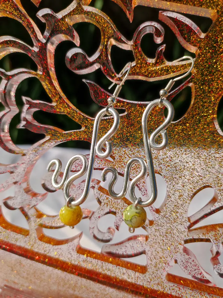 Boucles d'oreilles Fantaisie Perle et Fil d'aluminium