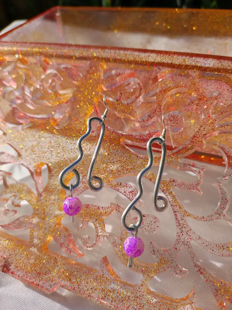 [100] Boucles d'oreilles Fantaisie Perle et Fil d'aluminium