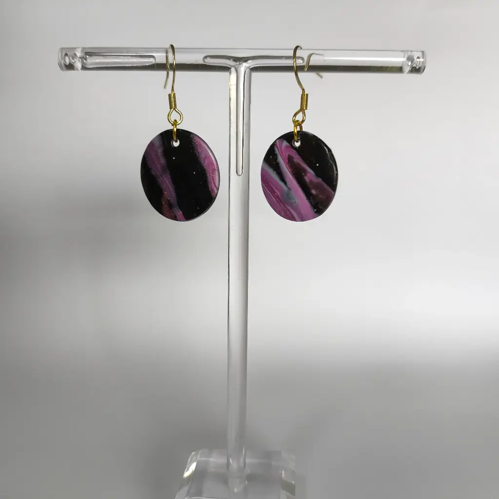 Boucles d'oreilles en pâte Fimo Ovale Marbré