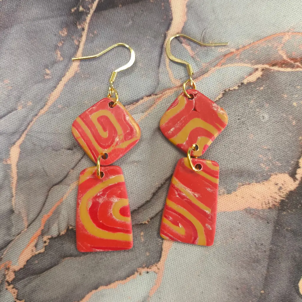 Boucles d'oreilles en pâte Fimo Marbré