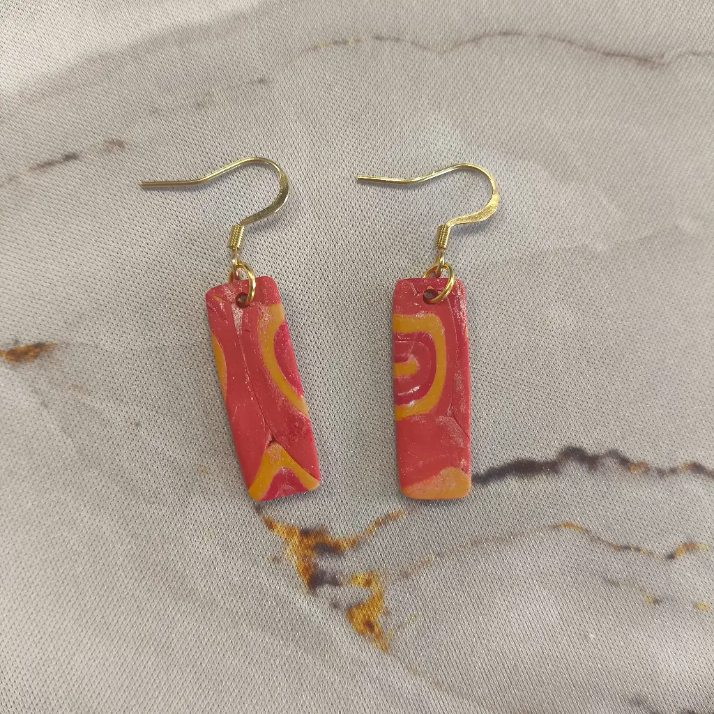 Boucles d'oreilles en pâte Fimo Marbré