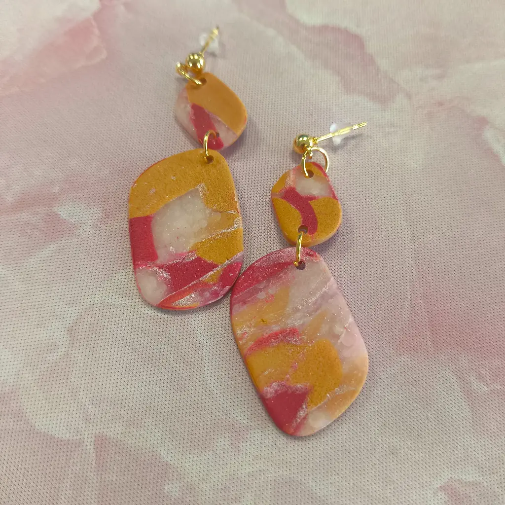 Boucles d'oreilles en pâte Fimo Marbré