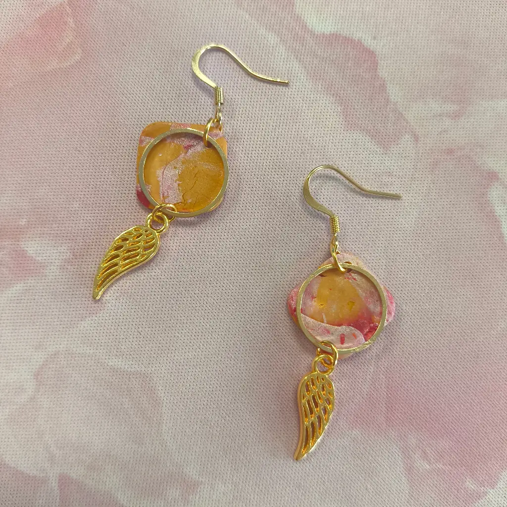 Boucles d'oreilles en pâte Fimo Marbré