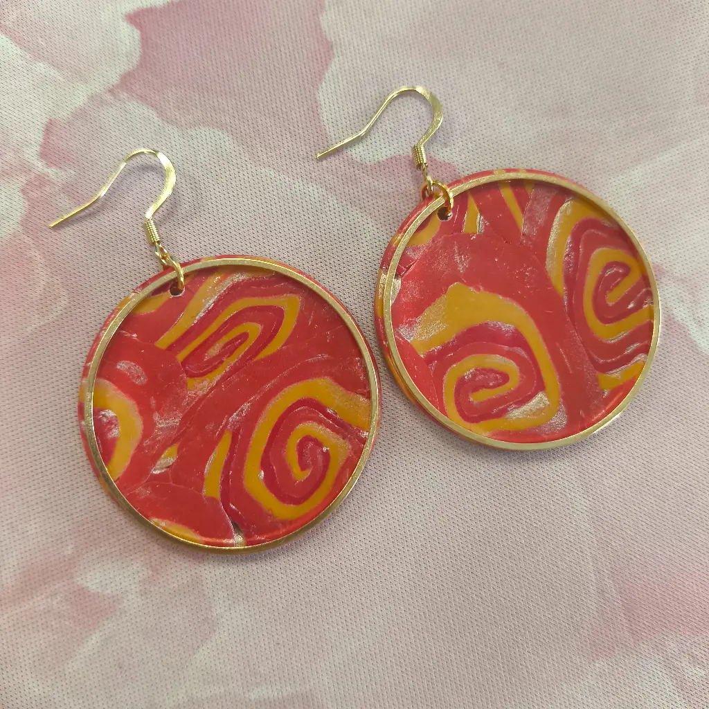 Boucles d'oreilles en pâte Fimo Marbré