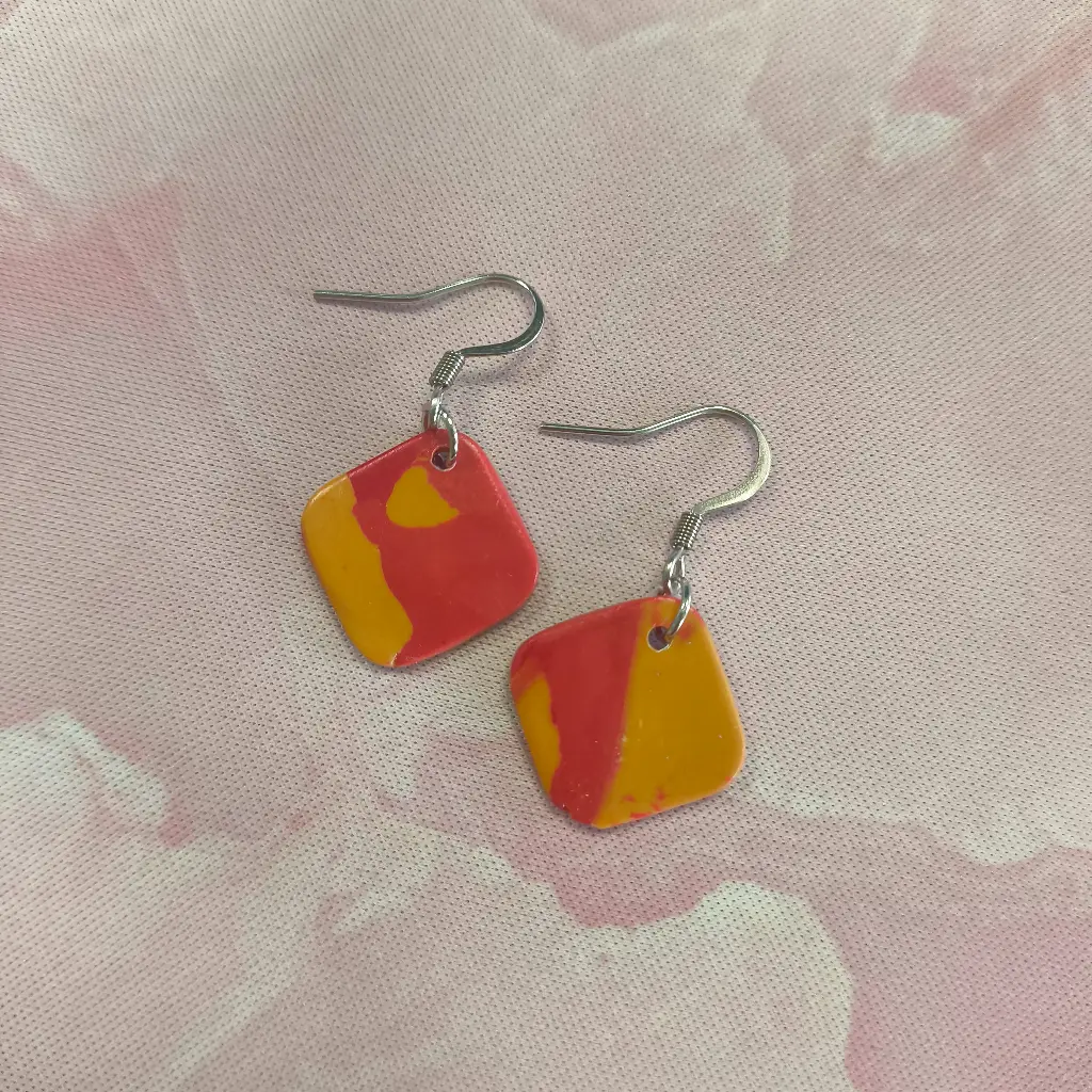 Boucles d'oreilles en pâte Fimo Marbré