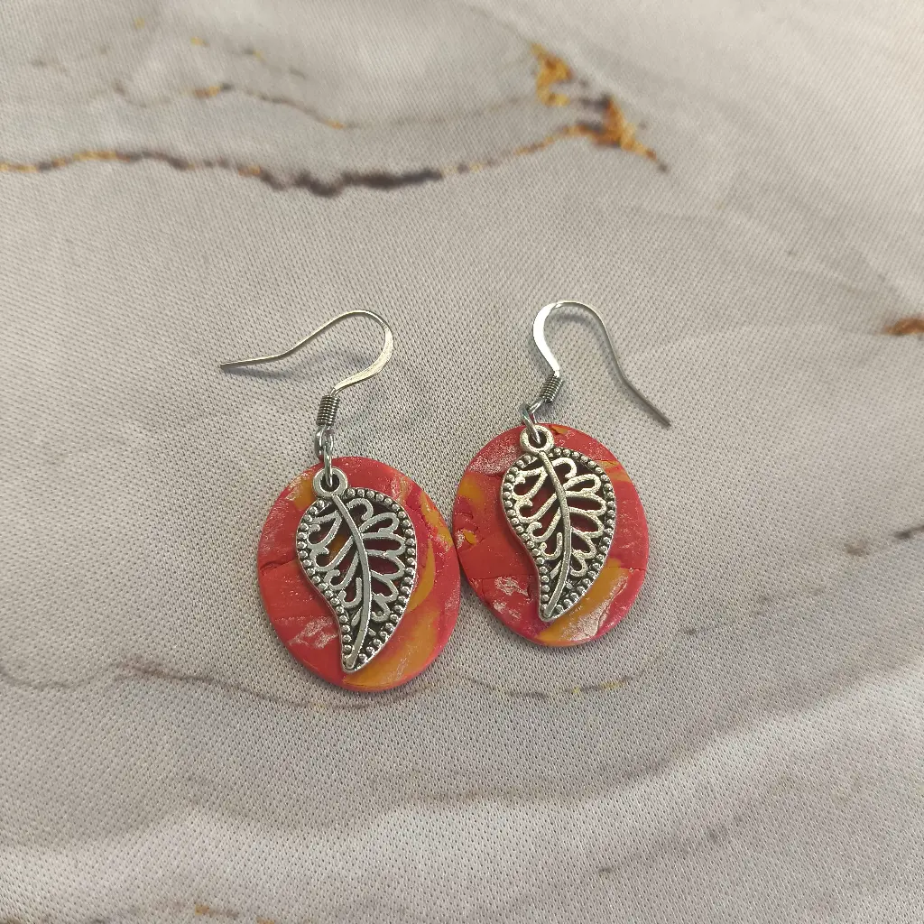 Boucles d'oreilles en pâte Fimo Marbré