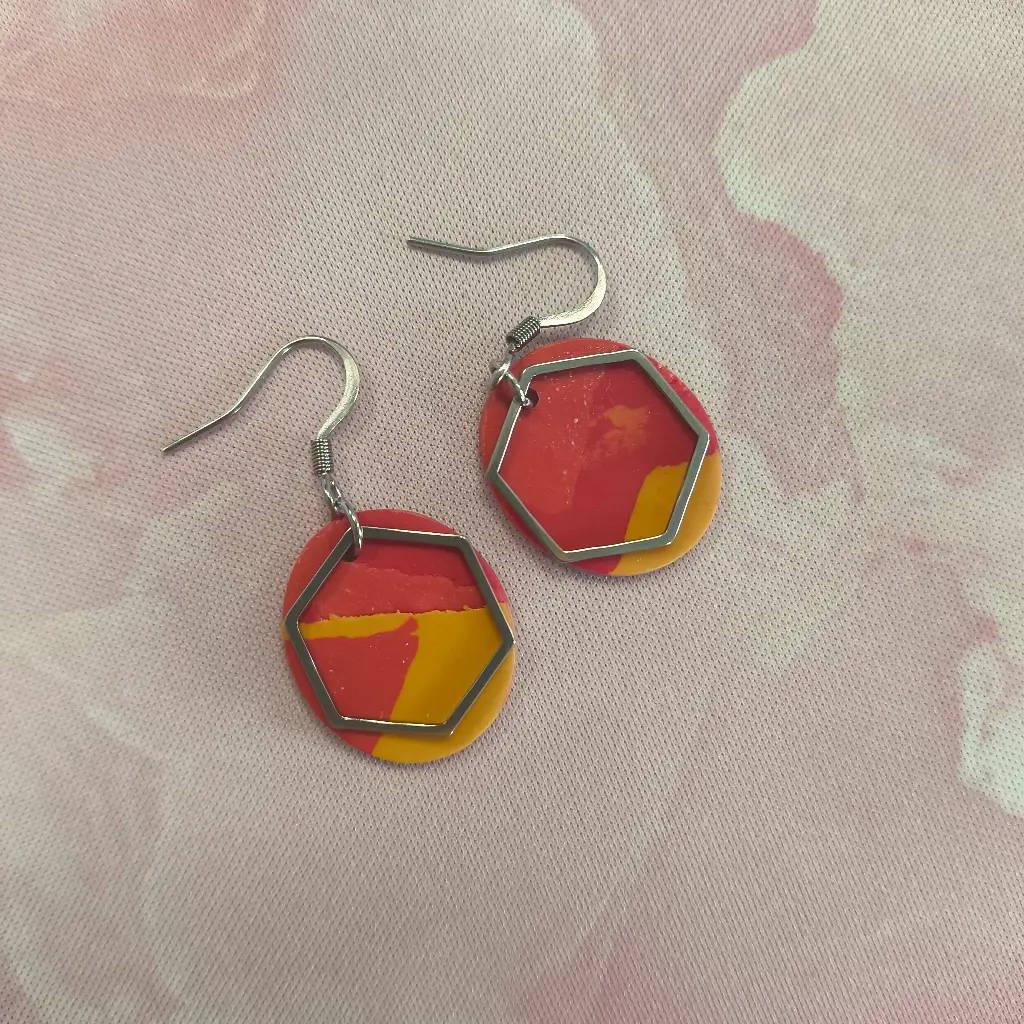 Boucles d'oreilles en pâte Fimo Marbré