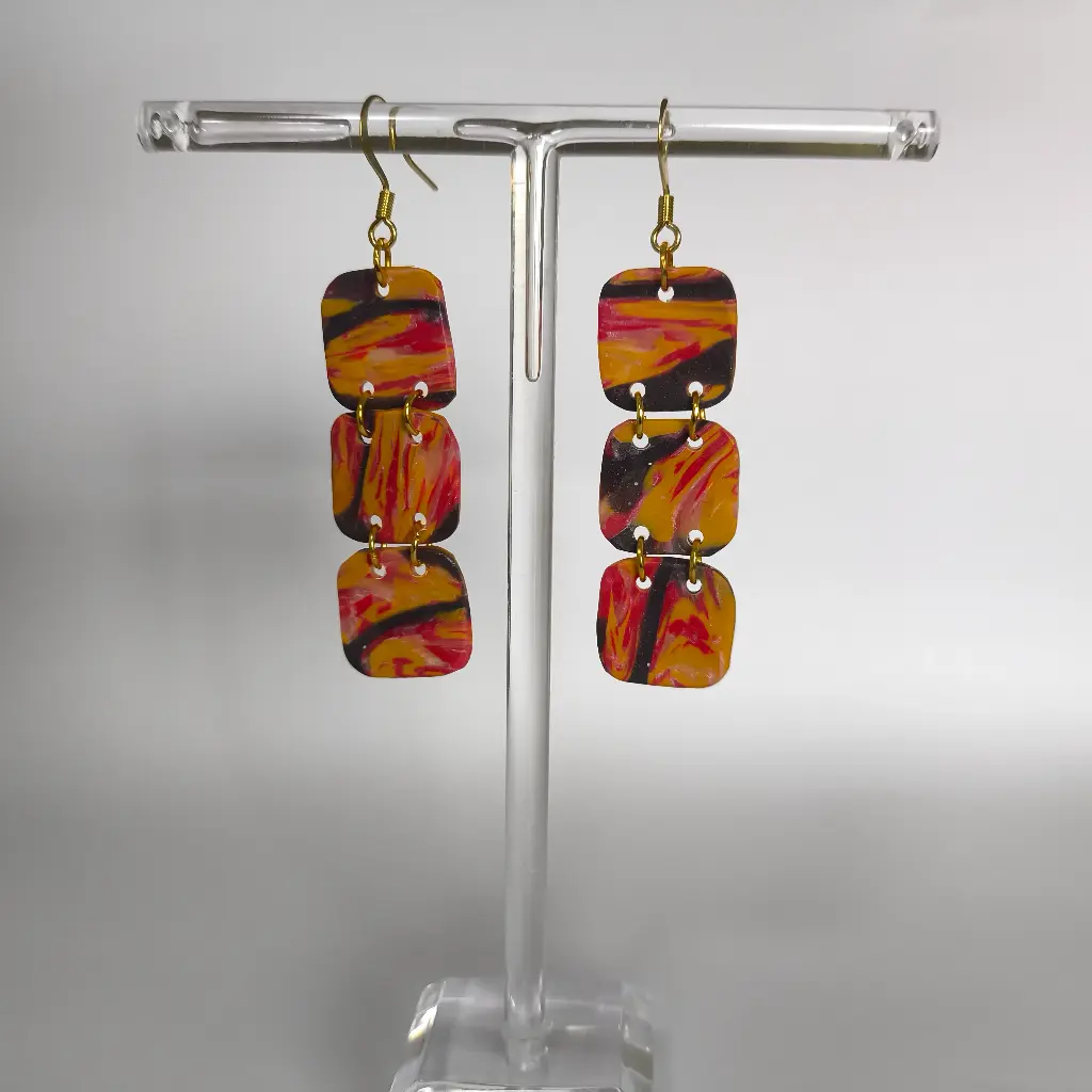Boucles d'oreilles en pâte Fimo Triptyque