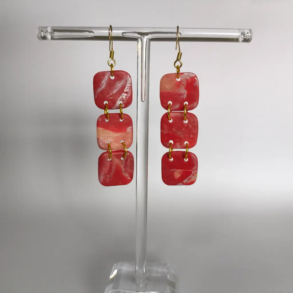 Boucles d'oreilles en pâte Fimo Triptyque