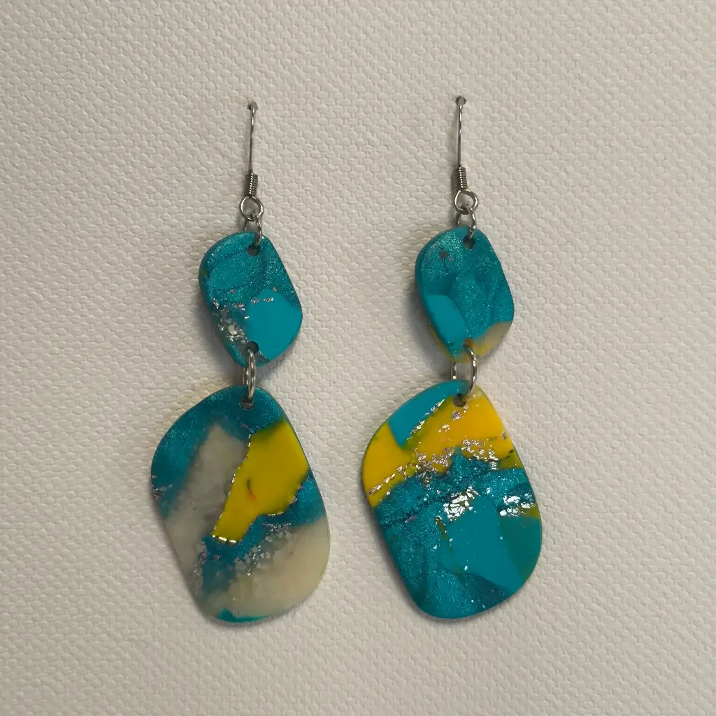 Boucles d'oreilles en pâte Fimo Marbré
