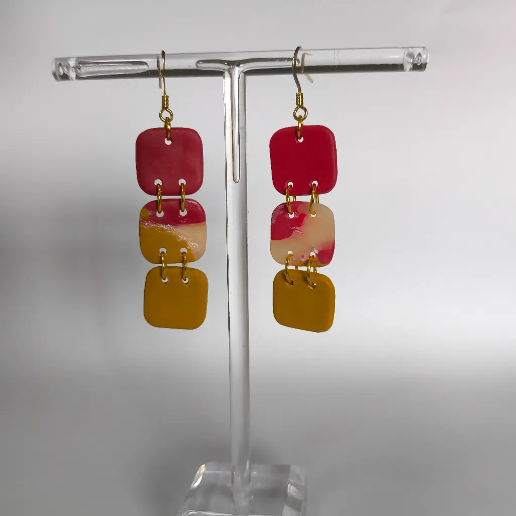 Boucles d'oreilles en pâte Fimo Triptyque