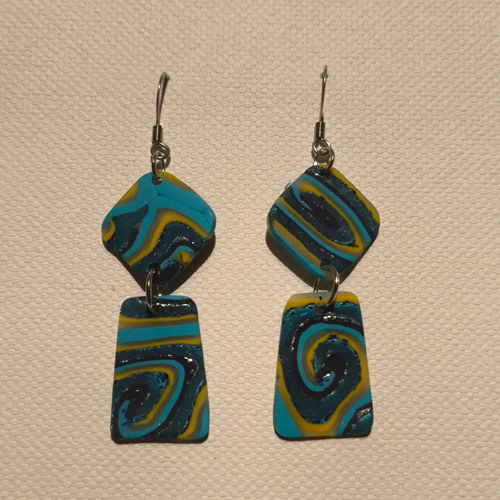 Boucles d'oreilles en pâte Fimo Marbré