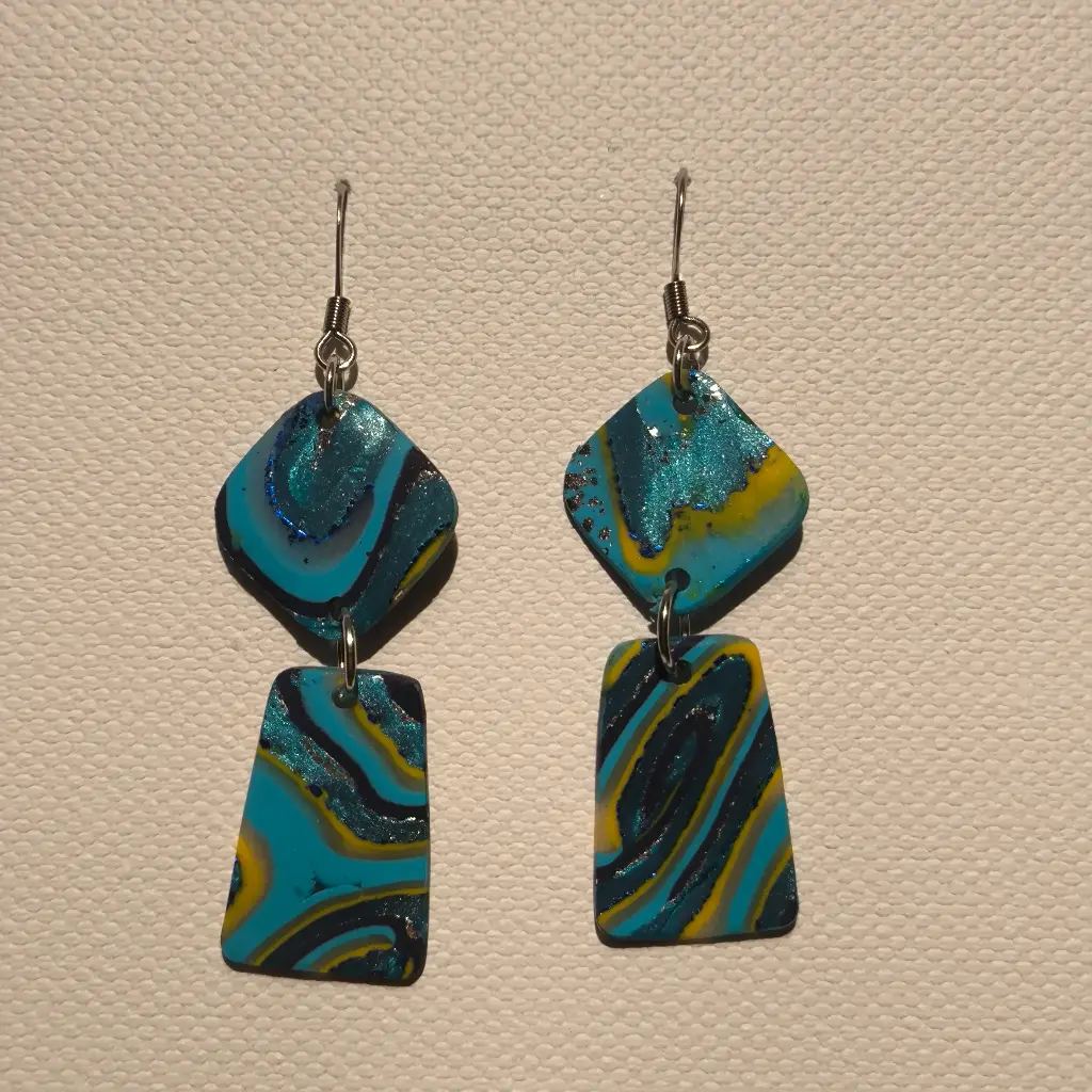 Boucles d'oreilles en pâte Fimo Marbré