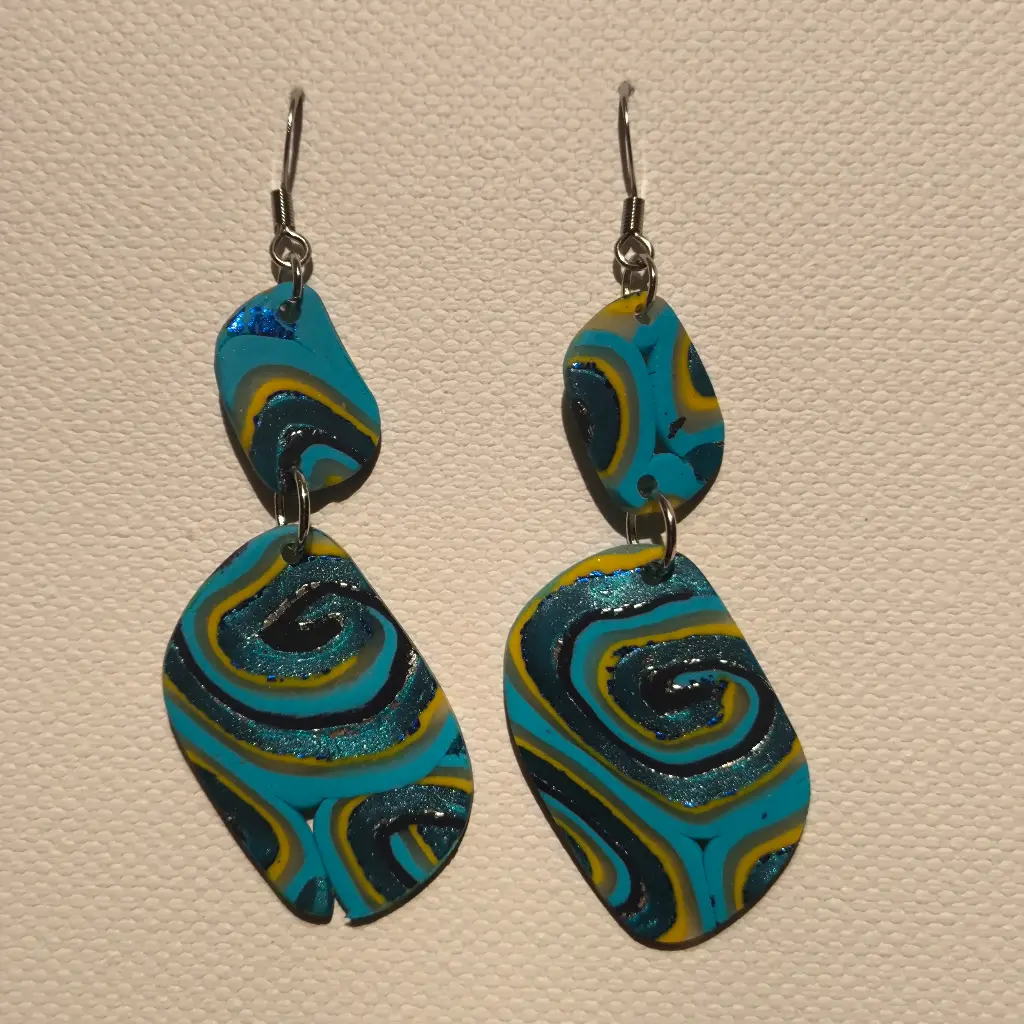 Boucles d'oreilles en pâte Fimo Marbré