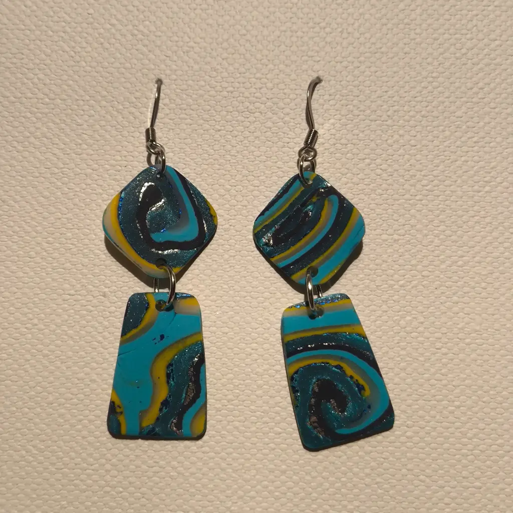 Boucles d'oreilles en pâte Fimo Marbré