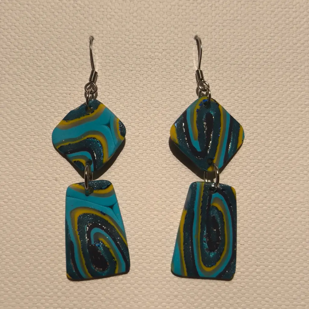 Boucles d'oreilles en pâte Fimo Marbré