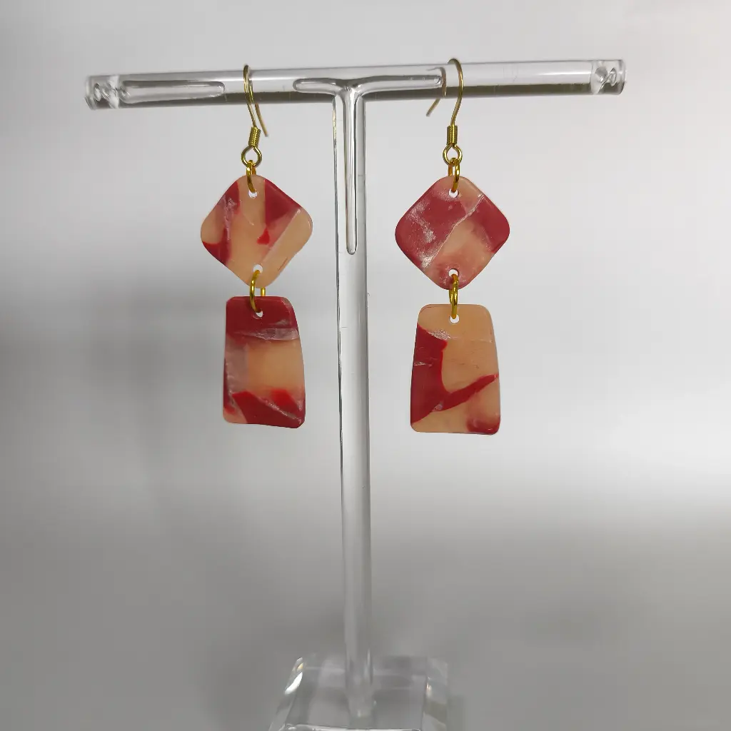 Boucles d'oreilles en pâte Fimo Marbré