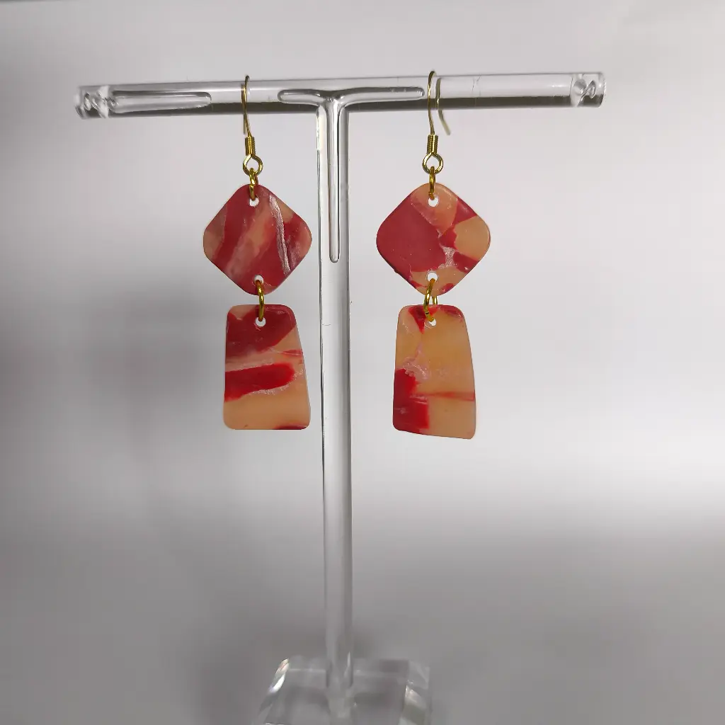 Boucles d'oreilles en pâte Fimo Marbré