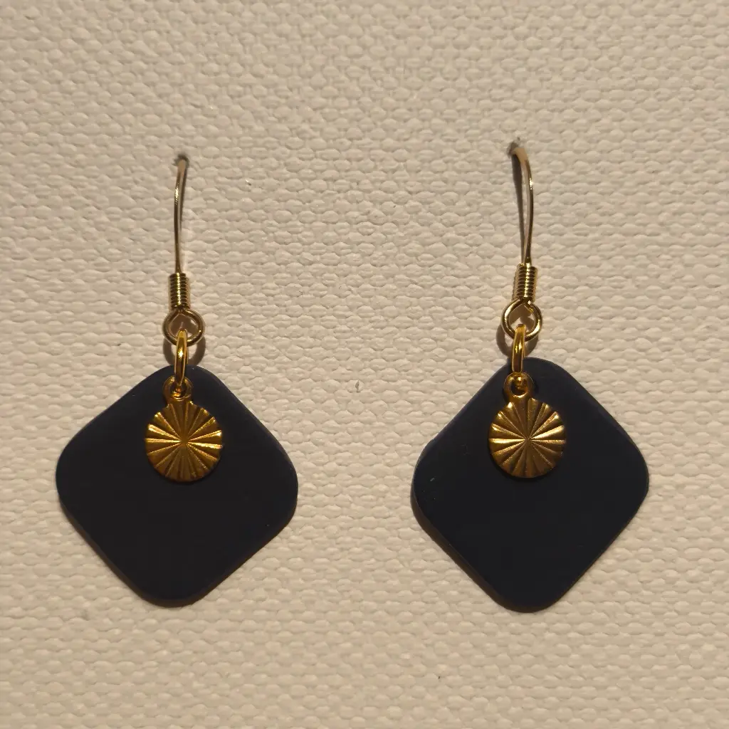 Boucles d'oreilles en pâte Fimo Bleue avec Breloque