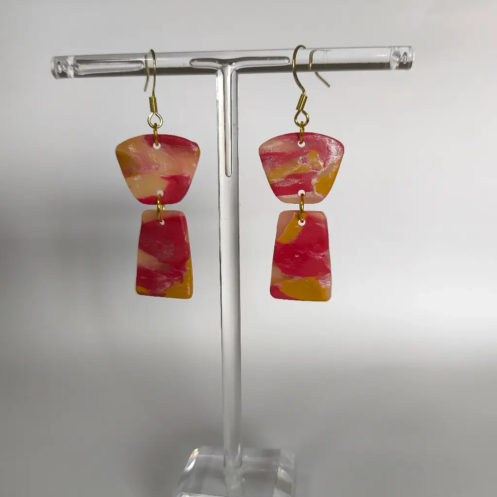 Boucles d'oreilles en pâte Fimo Marbré
