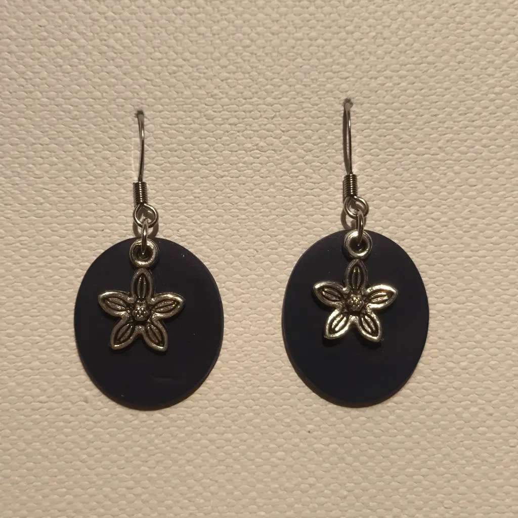 Boucles d'oreilles en pâte Fimo Bleue avec Breloque