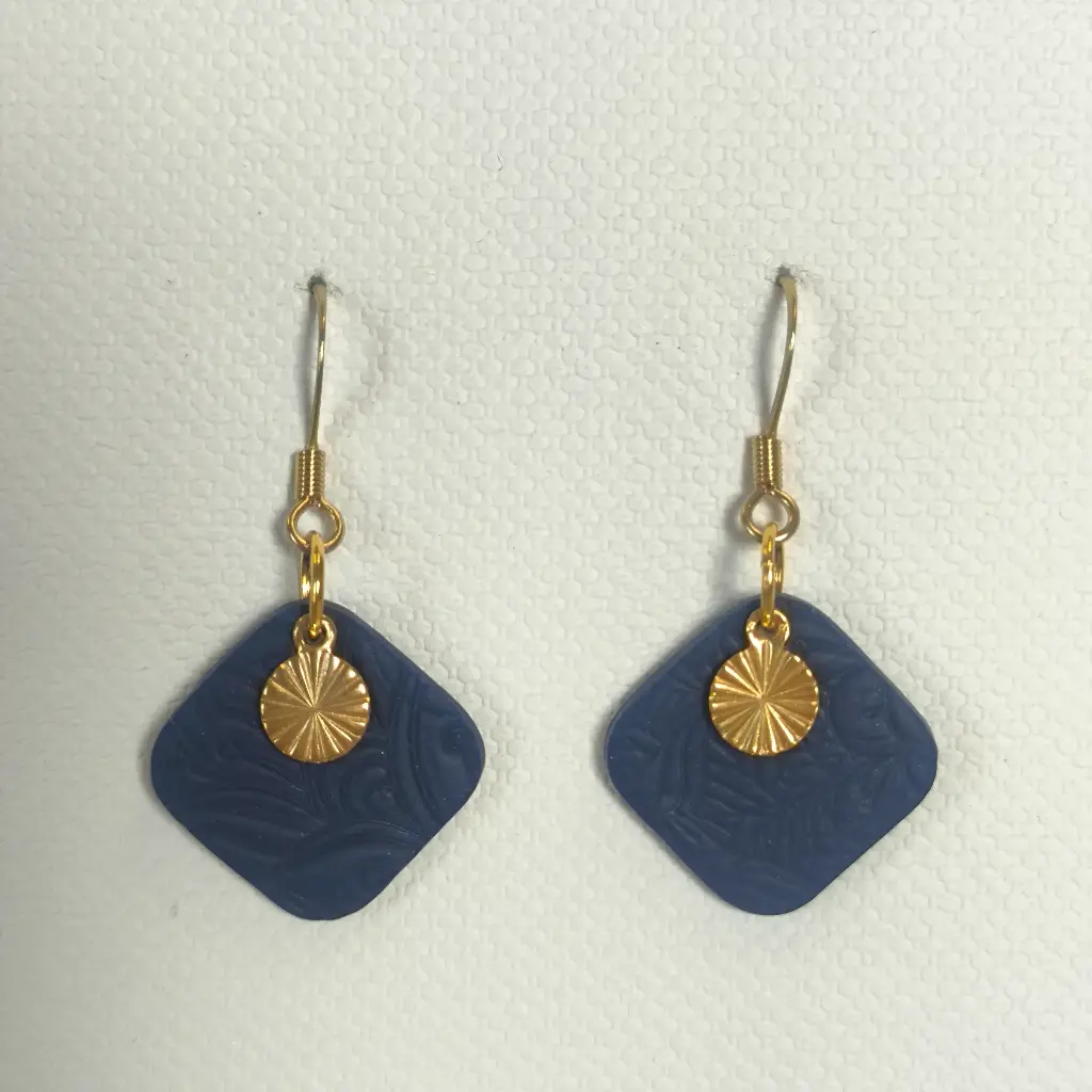 Boucles d'oreilles en pâte Fimo Bleue 