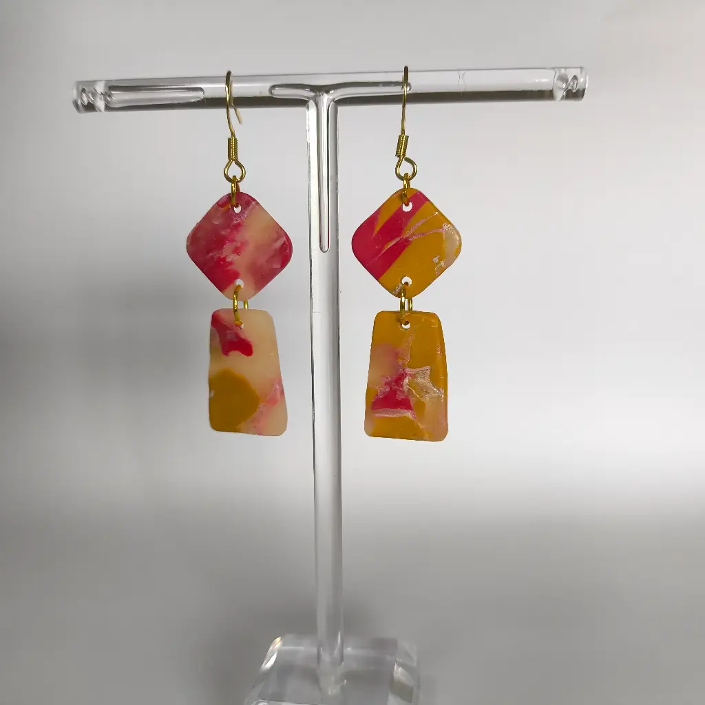 Boucles d'oreilles en pâte Fimo Marbré