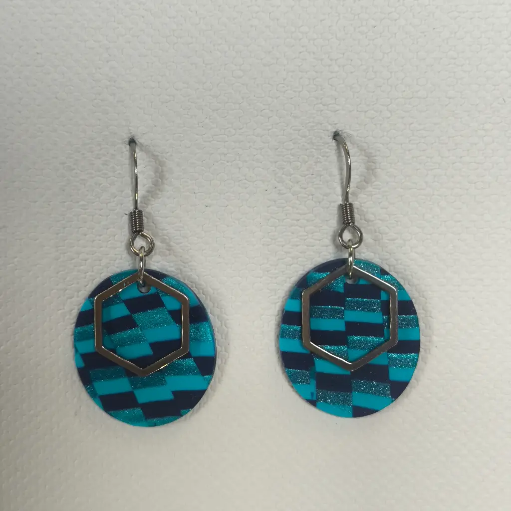 Boucles d'oreilles en pâte Fimo Bleue