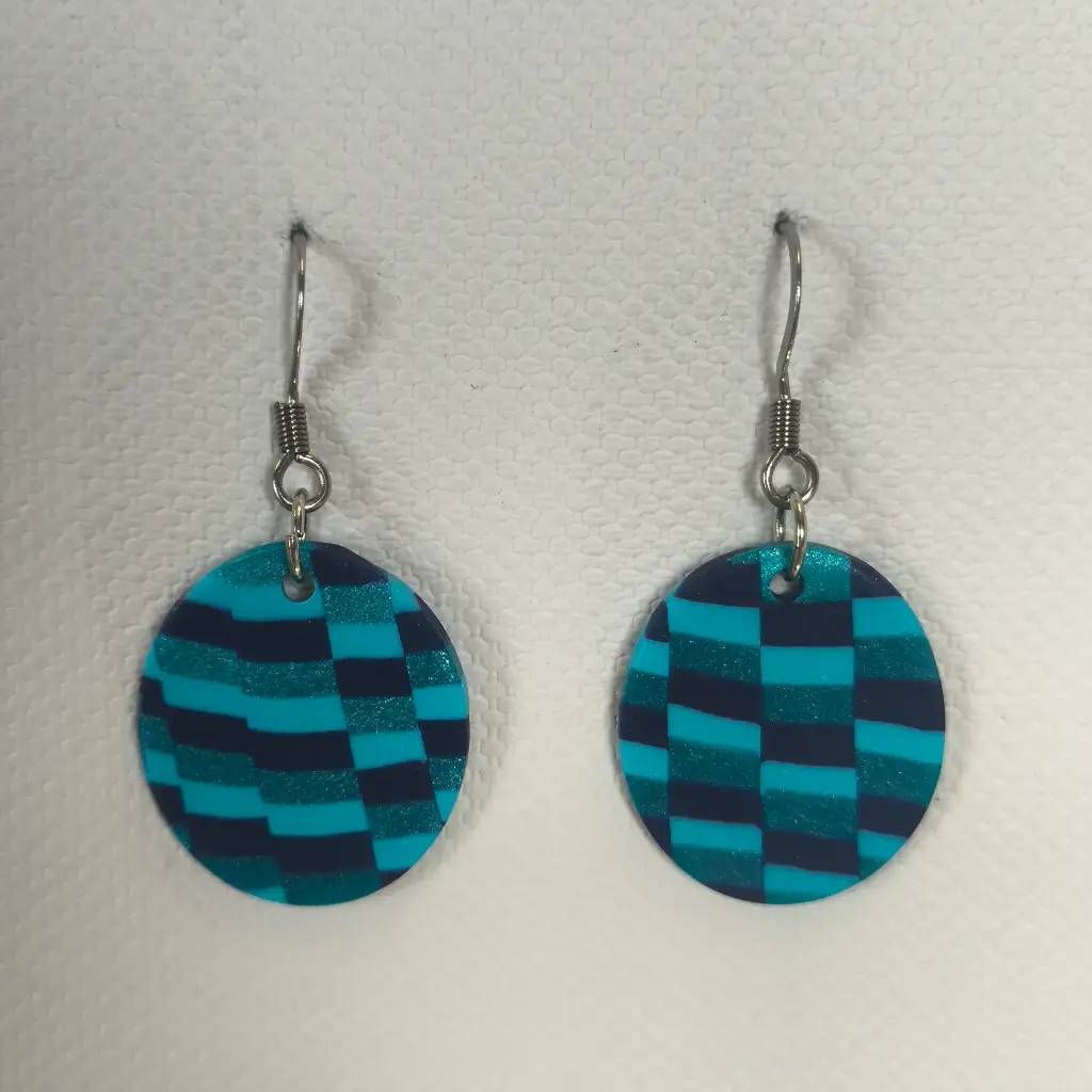 Boucles d'oreilles en pâte Fimo Bleue