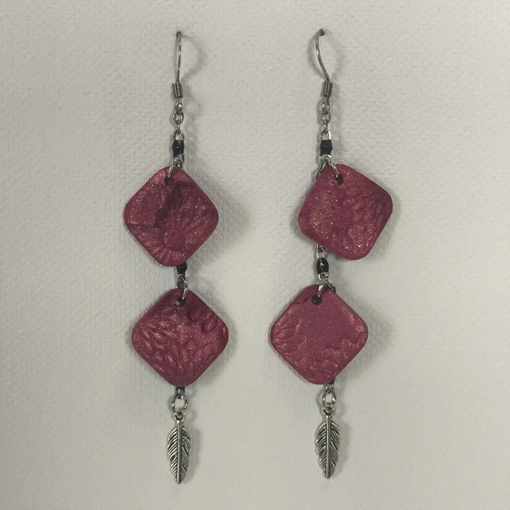 Boucles d'oreilles en pâte Fimo Violette