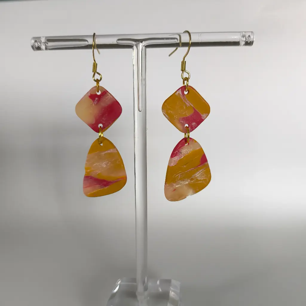 Boucles d'oreilles en pâte Fimo Marbré