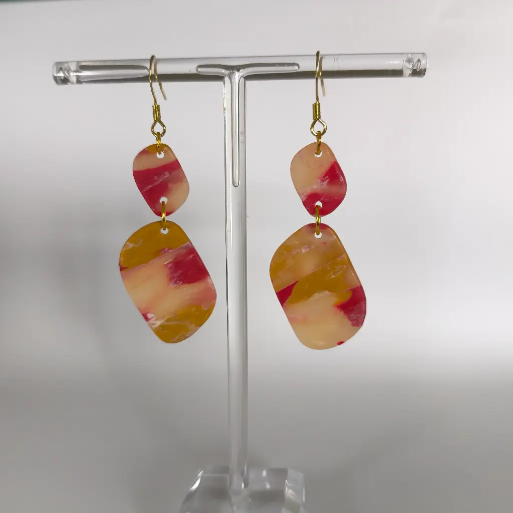 Boucles d'oreilles en pâte Fimo Marbré
