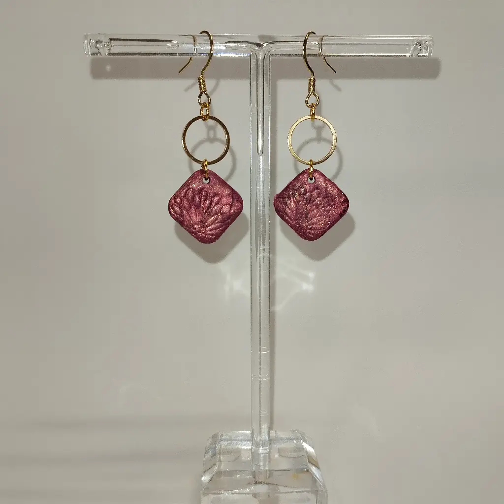 Boucles d'oreilles en pâte Fimo Losange