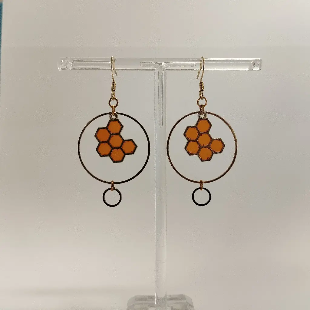 Boucles d'oreilles thème Abeille et Fleur