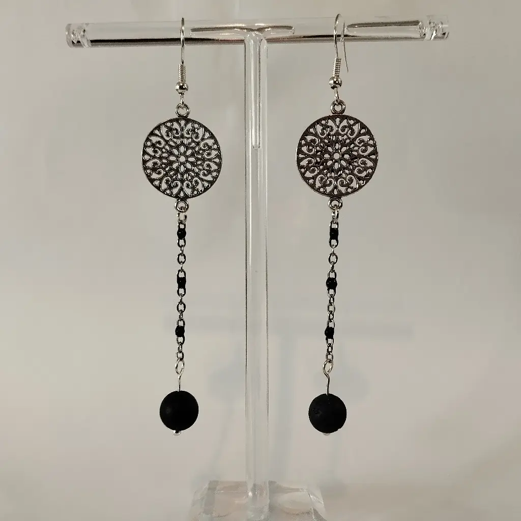 Boucles d'oreilles Breloque et Pierre de Lave