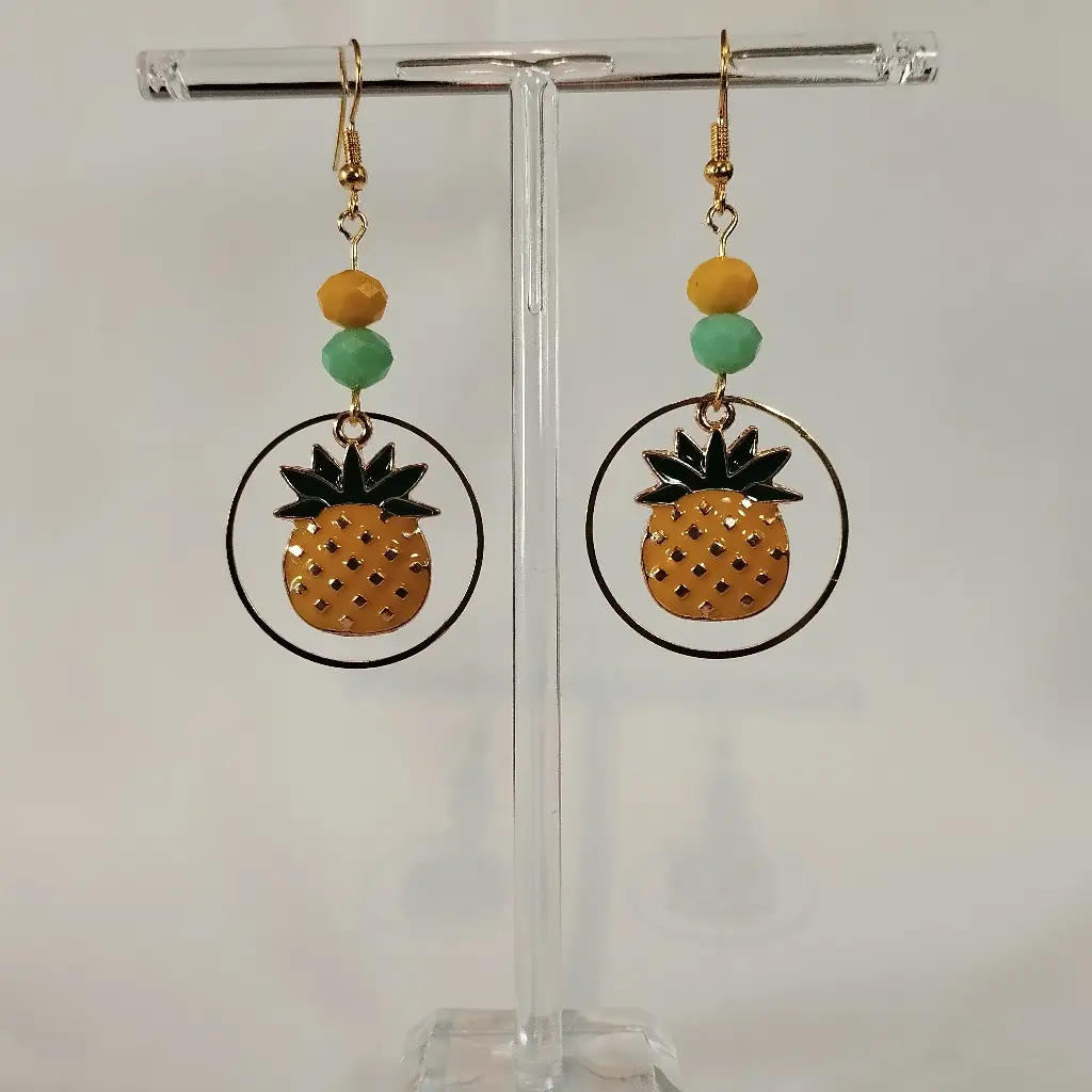 Boucles d'oreilles thème Ananas et Palmier