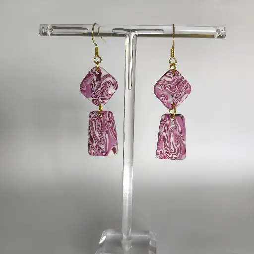 [679] Boucles d'oreilles en pâte Fimo Marbré
