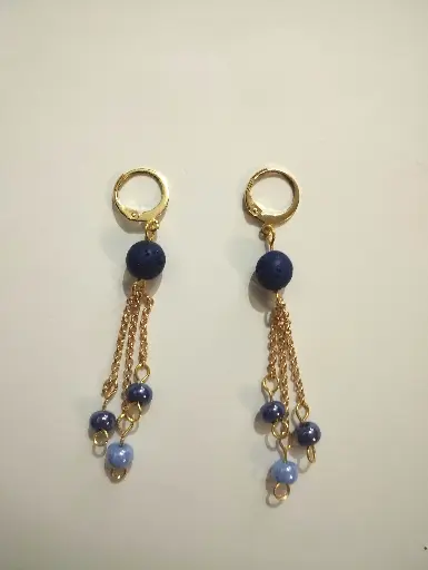 [401] Boucles d'oreilles Pierre de Lave