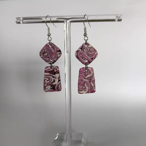 [678] Boucles d'oreilles en pâte Fimo Marbré