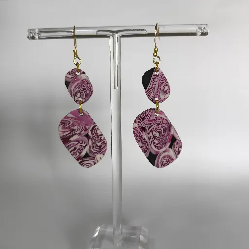 [676] Boucles d'oreilles en pâte Fimo Marbré