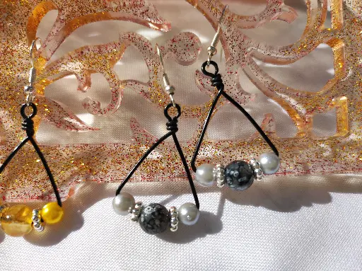 [260c] Boucles d'oreilles Fantaisie Perle et Fil d'aluminium