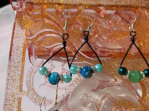 [260a] Boucles d'oreilles Fantaisie Perle et Fil d'aluminium