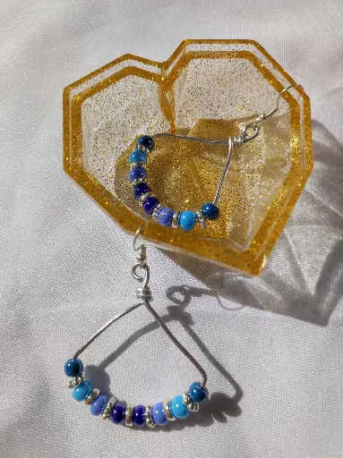 [230] Boucles d'oreilles Fantaisie Perle et Fil d'aluminium