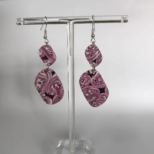 [675] Boucles d'oreilles en pâte Fimo Marbré