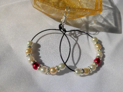 [220] Boucles d'oreilles Fantaisie Perle et Fil d'aluminium