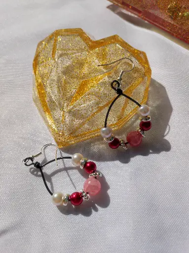 [210a] Boucles d'oreilles Fantaisie Perle et Fil d'aluminium