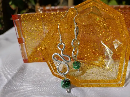 [080] Boucles d'oreilles Fantaisie Perle et Fil d'aluminium