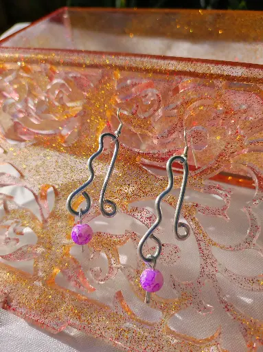 [100] Boucles d'oreilles Fantaisie Perle et Fil d'aluminium