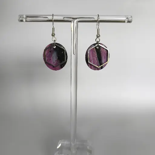 [673] Boucles d'oreilles en pâte Fimo Ovale Marbré